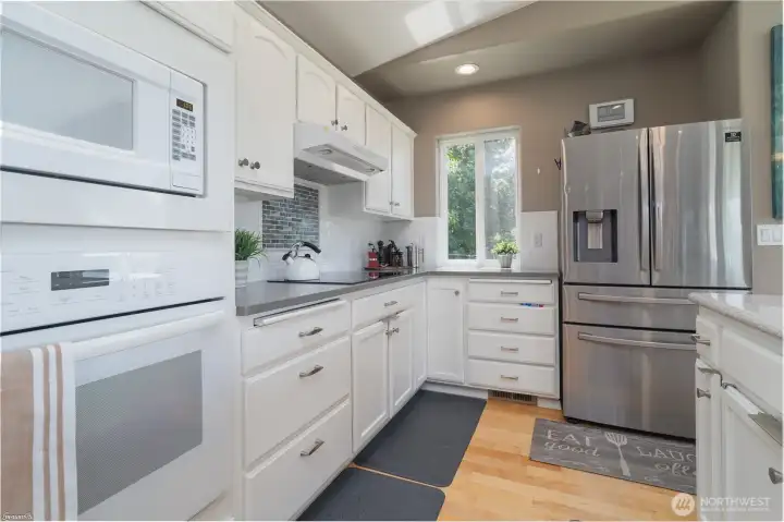 Granite counter top with built in microwave & range