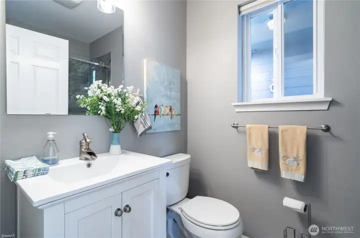 Main floor bathroom with shower