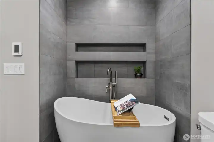 Enjoy the luxurious soaker tub.