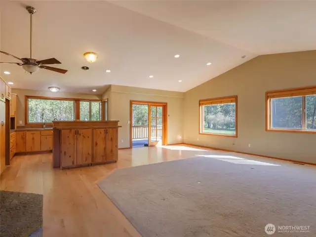 Open sunny floor plan. Double doors open to back porch.