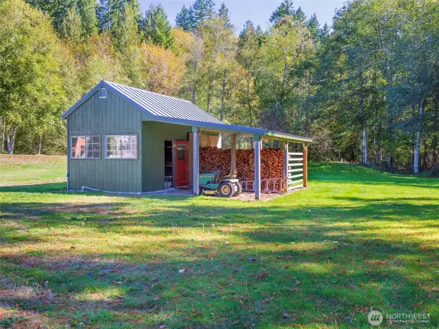 Wood shed with workshop.