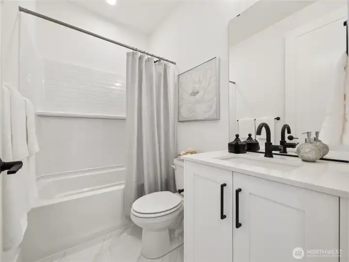 Hall Bath- Light and Bright. Staged