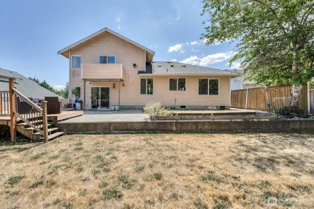 The large patio and elevated deck has endless possibilities.