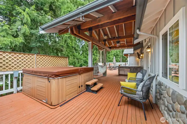 Hot tub can be accessed directly from primary bedroom or great room