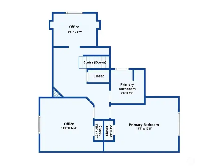 Floor 2 - Office/Flex room, Full Bathroom, Bedroom 3 (used as an office), Bedroom 4
