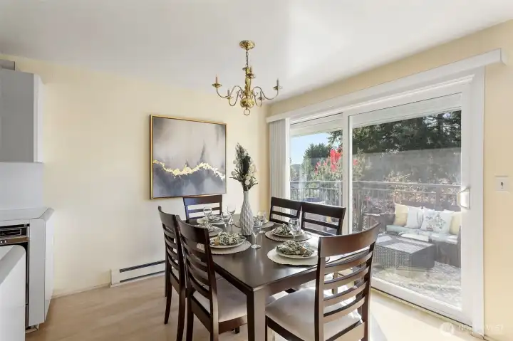 Dining area and patio off kitchen
