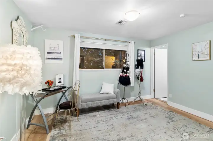 Dressing area in master bedroom.