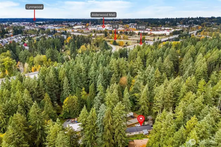 Closed to Alderwood and I-5 and 405.