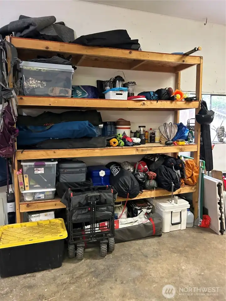 Storage shelves in Shop!