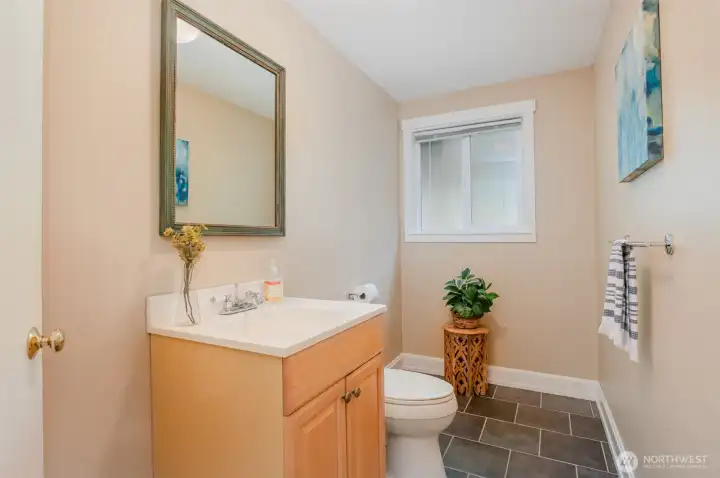 Lower level 1/2 bath has been plumbed and ready for a shower!