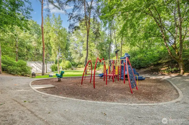 Play structure at entrance to Bellevue Trail at end of the street.