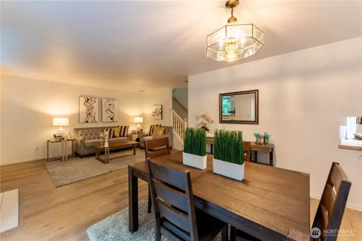 Open concept living and dining.