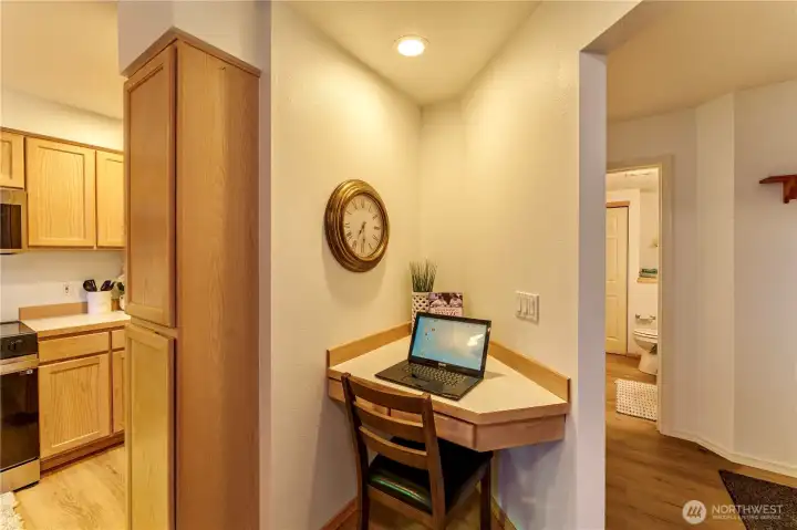 Computer station off the kitchen.