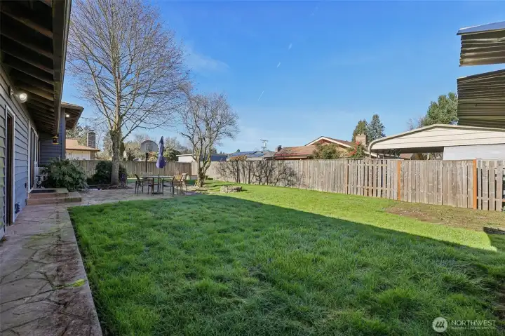 Fully fenced backyard.