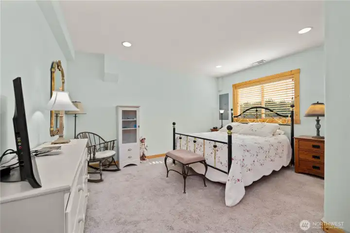 The primary bedroom is in the front of the house as one enters to the right