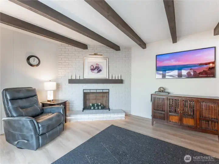 family with fireplace