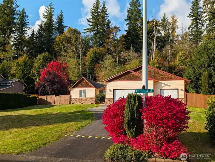 Fall foliage and front of house