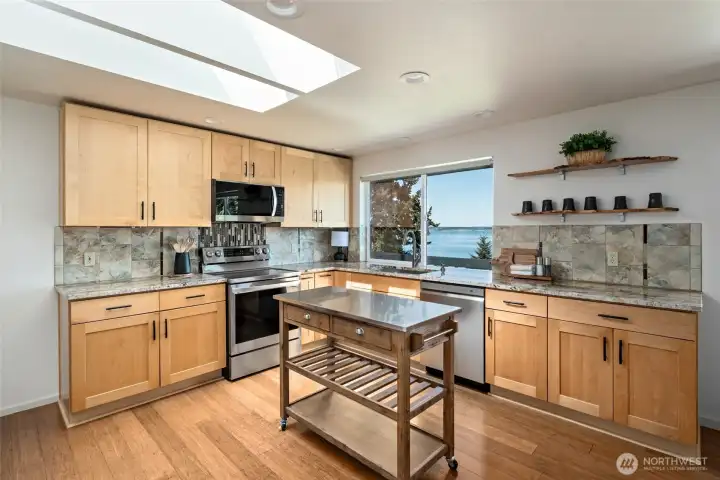 Beautifully remodeled kitchen with gorgeous counters