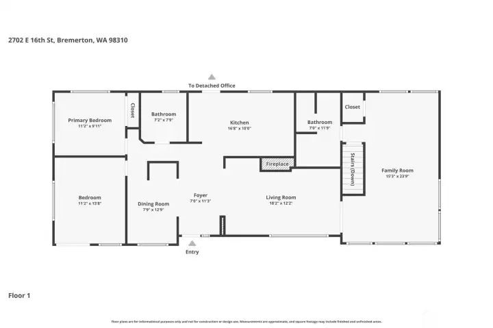 Large living room can function as Primary Bed
