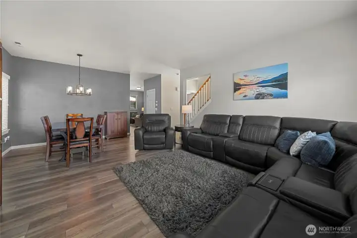 family and dining rooms are open for easy entertaining