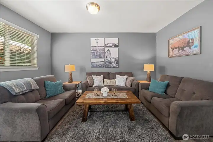 roomy family room off the kitchen - perfect for a game night or relaxing