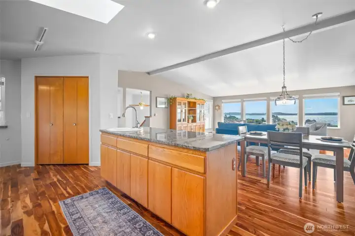 A beautiful Mount Baker and Bay view from the kitchen island! A beautiful Mount Baker and Bay view from the kitchen island!