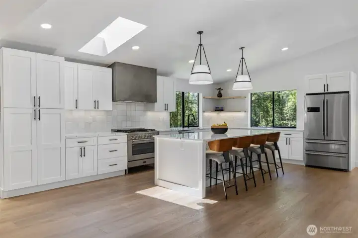 Natural light + grand eating bar