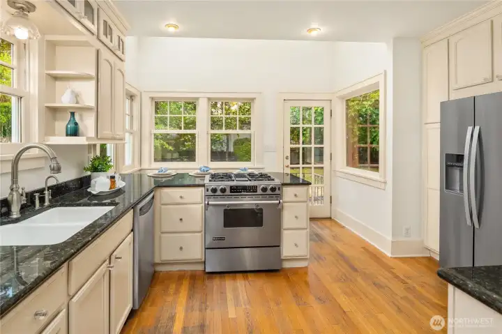 The kitchen was remodeled in the early 2000s with thoughtful attention to details.