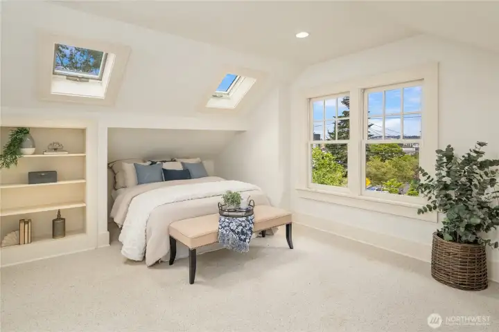 The SW corner bedroom is the largest of the four.