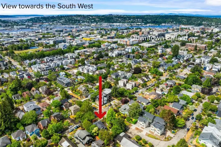 View towards downtown Ballard, the ship canal, and the Puget Sound.