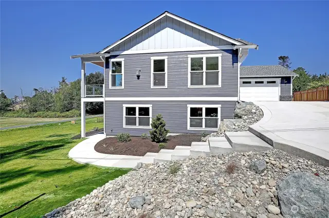 Concrete stairs to access downstairs patio