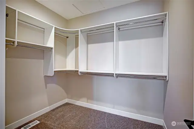 Primary suite walk in closet.