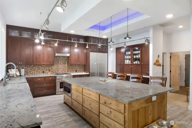 Solid granite countertops and Fireclay single bowl farmhouse kitchen sink