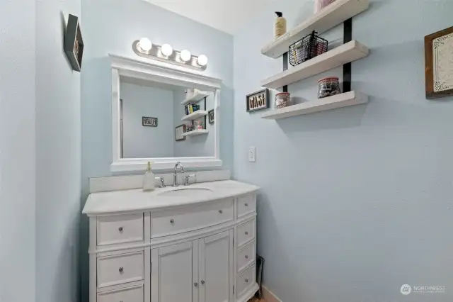 Newer vanity in the primary bathroom.