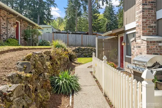 Walkway from the parking lot or your side of the garage to the unit~just around the corner!