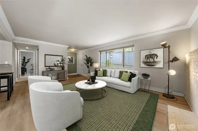 View of this spacious living room from the back porch~