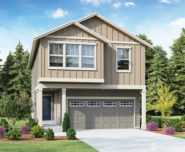 Birkdale Elevation C Floorplan Rendering. Depictions of homes or other features are artist conceptions. Hardscape, landscape, and other items shown may be decorator suggestions that are not included in the purchase price and availability may vary. No view is promised. Views may also be altered by subsequent development, construction and tree growth and landscaping.
