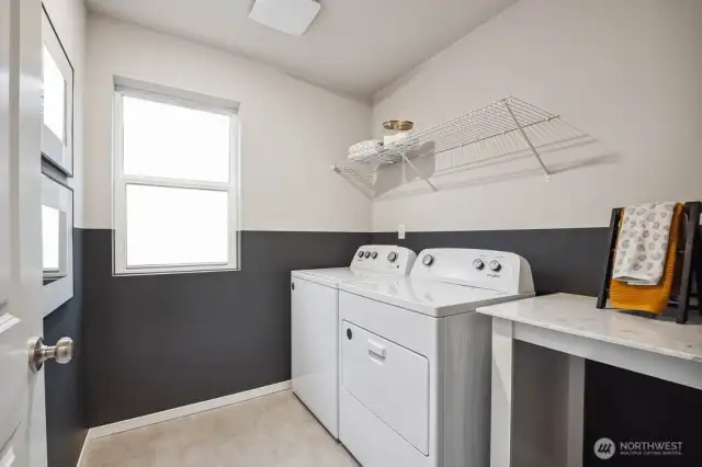 Great utility room located on upper level. Colors and options will vary.