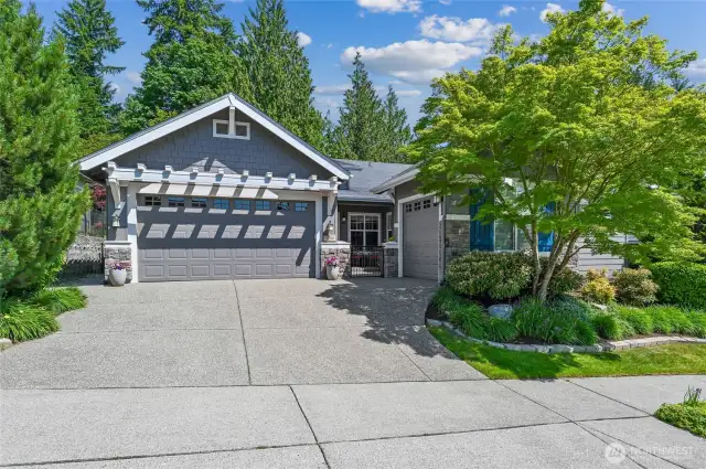 The exceptional Hemlock plan home's exterior was painted in 2019 with a fresh color palette. It has a two car garage and a 3rd bay perfect for your sports car, golf cart, toys, storage or hobbies.