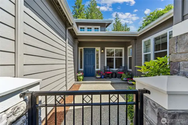 The gated entry keeps your four legged family members safe and allows them to enjoy a sunny afternoon lounging in the courtyard.