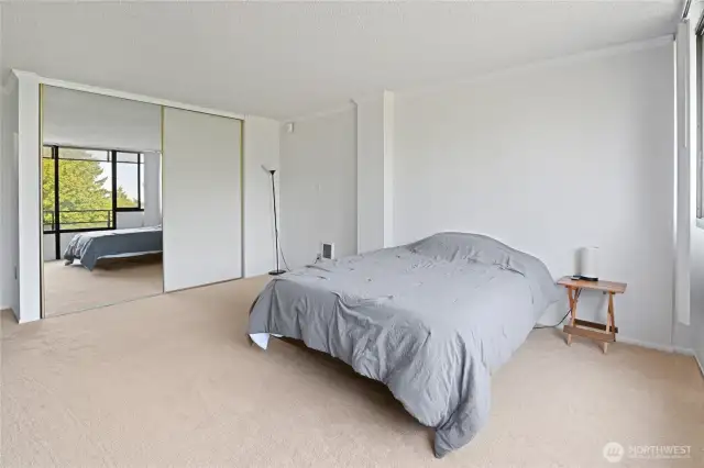 Primary bedroom has a nice sized closet.