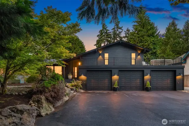 Large 3 car garage.