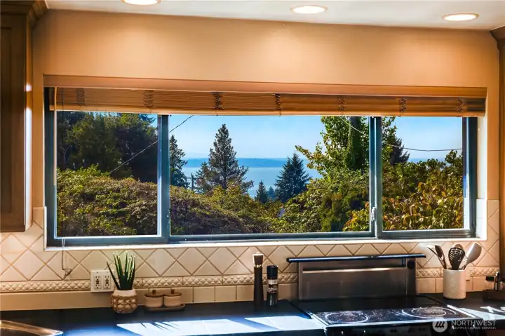 Imagine meal prep and entertaining in the kitchen with this view!