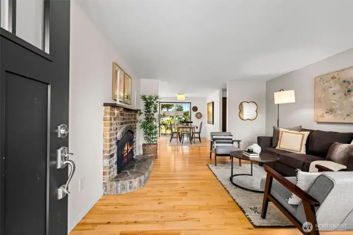 Inviting entry and walnut hardwoods for timeless style