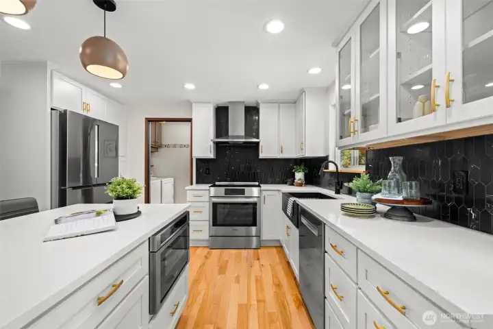 Sleek cabinetry and generous counter space