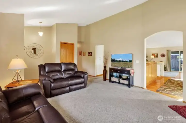 Living room looking into doorway of dining/kitchen