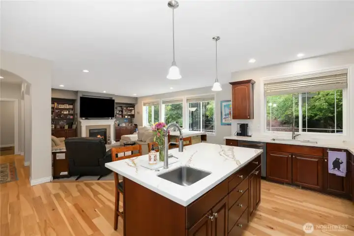 Updated quartz counters with beautiful veining
