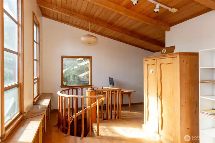 Library on upper level with separate entrance