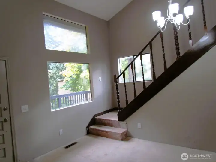 Front Entry, stairs lead up to the loft.