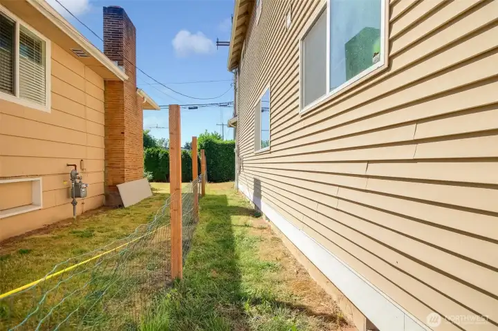 Looking down the west side of the home